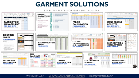 13 TEMPLATES - Garment Excel Templates Combo | Comprehensive Toolkit for Garment Production