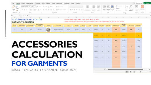 Garment Accessories Calculation Excel Template | Efficient Management for Apparel Accessories | GARMENT SOLUTIONS