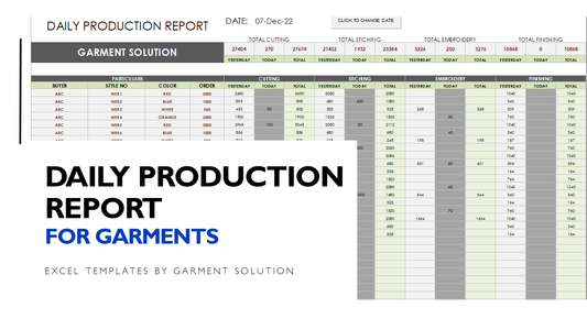 Daily Production Report Excel Template for Garments | Efficient Tracking and Analysis | GARMENT SOLUTIONS
