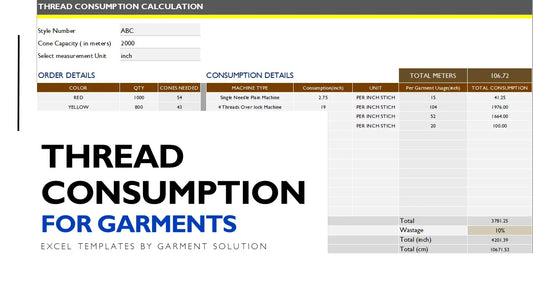 Thread Consumption Calculator for Garment Stitching | Excel Template for Efficient Sewing | GARMENT SOLUTIONS