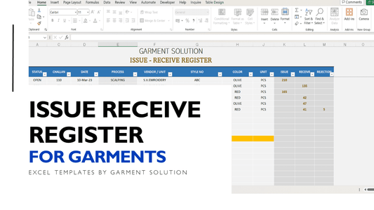 Issue Receive Register and Reports | Garment Inventory Excel Template | GARMENT SOLUTIONS