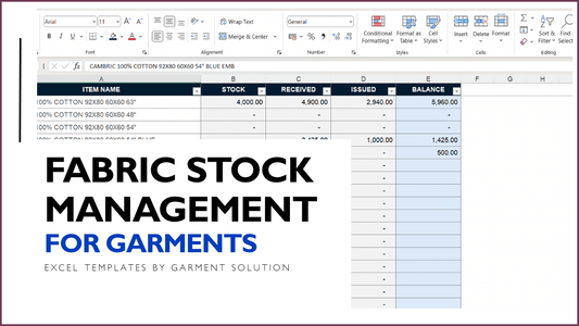 Garment Fabric Movement and Stock Management | Excel Template for Fabric Inventory Control | GARMENT SOLUTIONS
