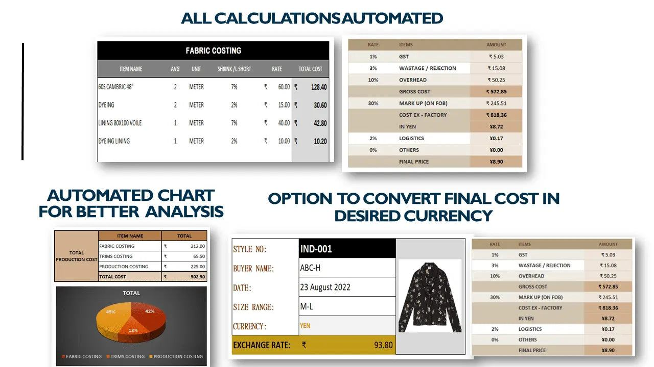 Garment Costing Excel Template | Costing in Garment Industry Sheet | GARMENT SOLUTIONS