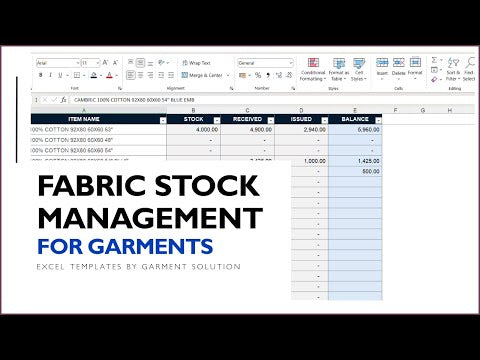 "VIDEO TUTORIAL - Excel Template for Garment Fabric Inventory Control"